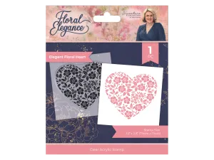 Sara Signature Floral Elegance Clear Acrylic Stamp - Elegant Floral Heart