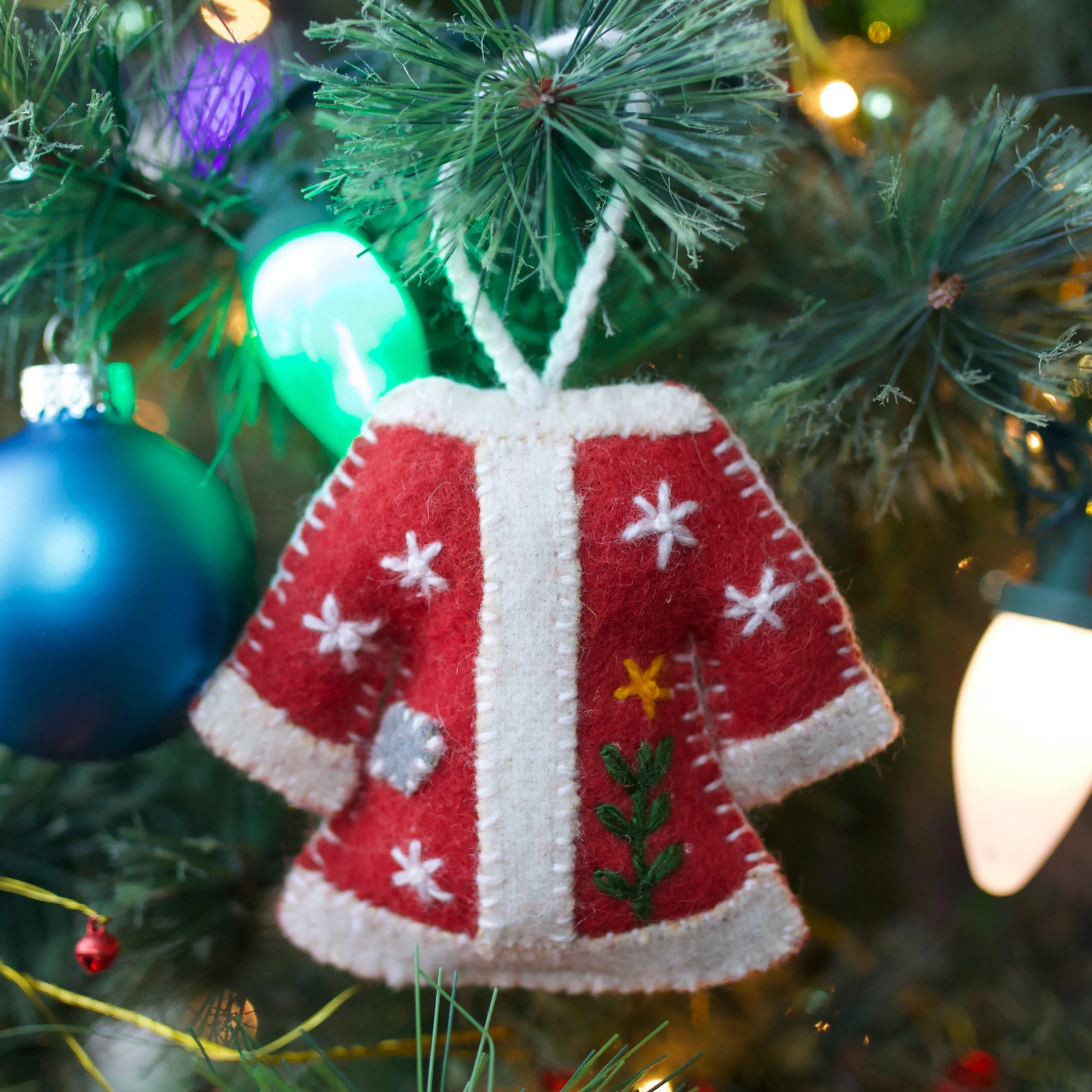 Sweater Ornament, Embroidered Wool