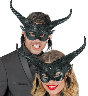 Theatrical Black Devil Horns Eyemask